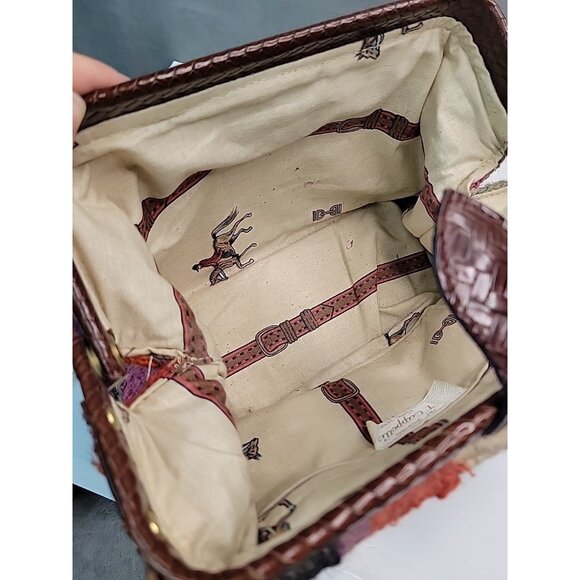 Vtg RARE T. Cappelli Plano Texas Handbag Shoulder Crossbody Purse Southwest Rug - Picture 10 of 16